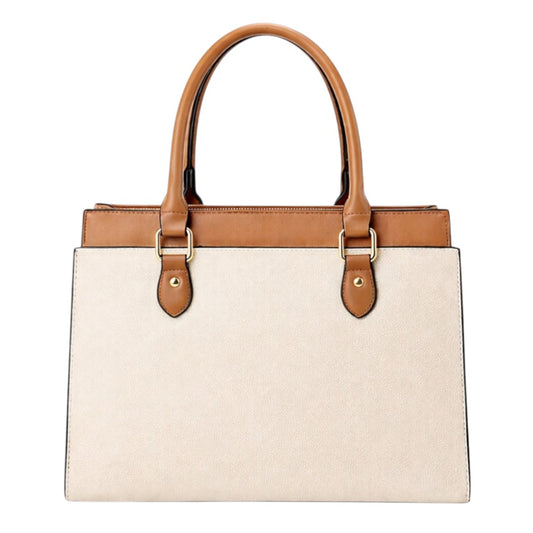 Fibez Elegant Two-Tone Leather Top Handle Handbag for Women