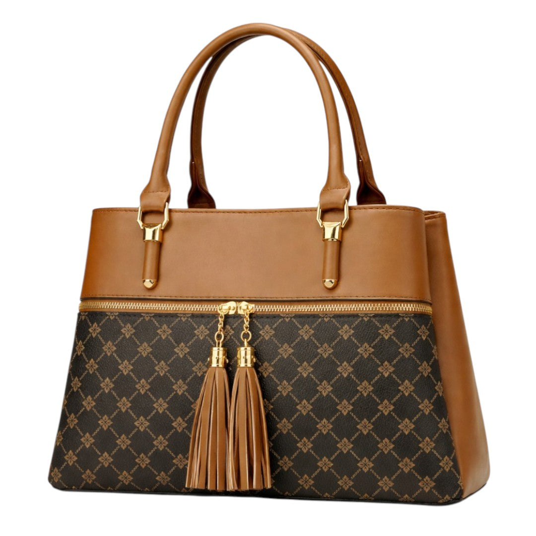 Fibez Elegant Patterned Leather Handbag