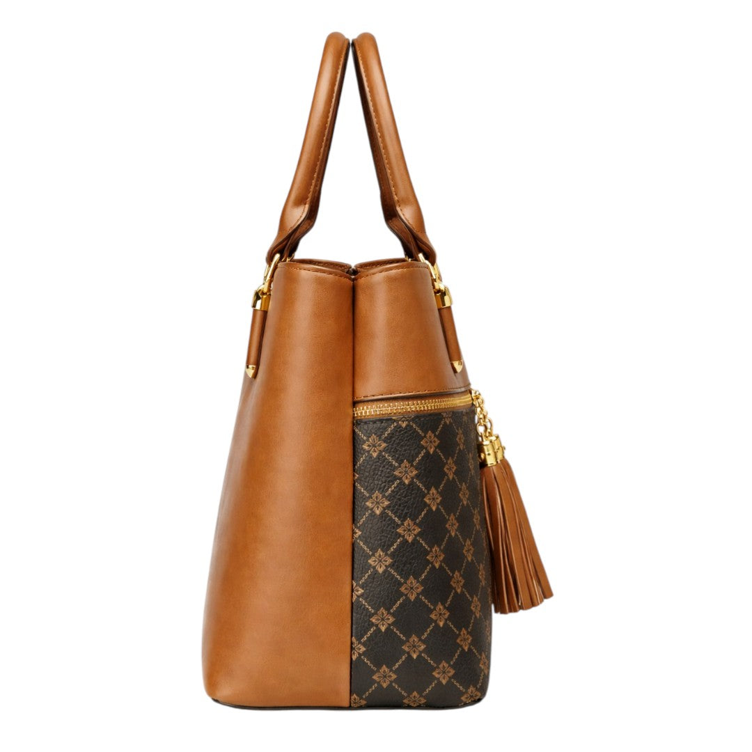 Fibez Elegant Patterned Leather Handbag